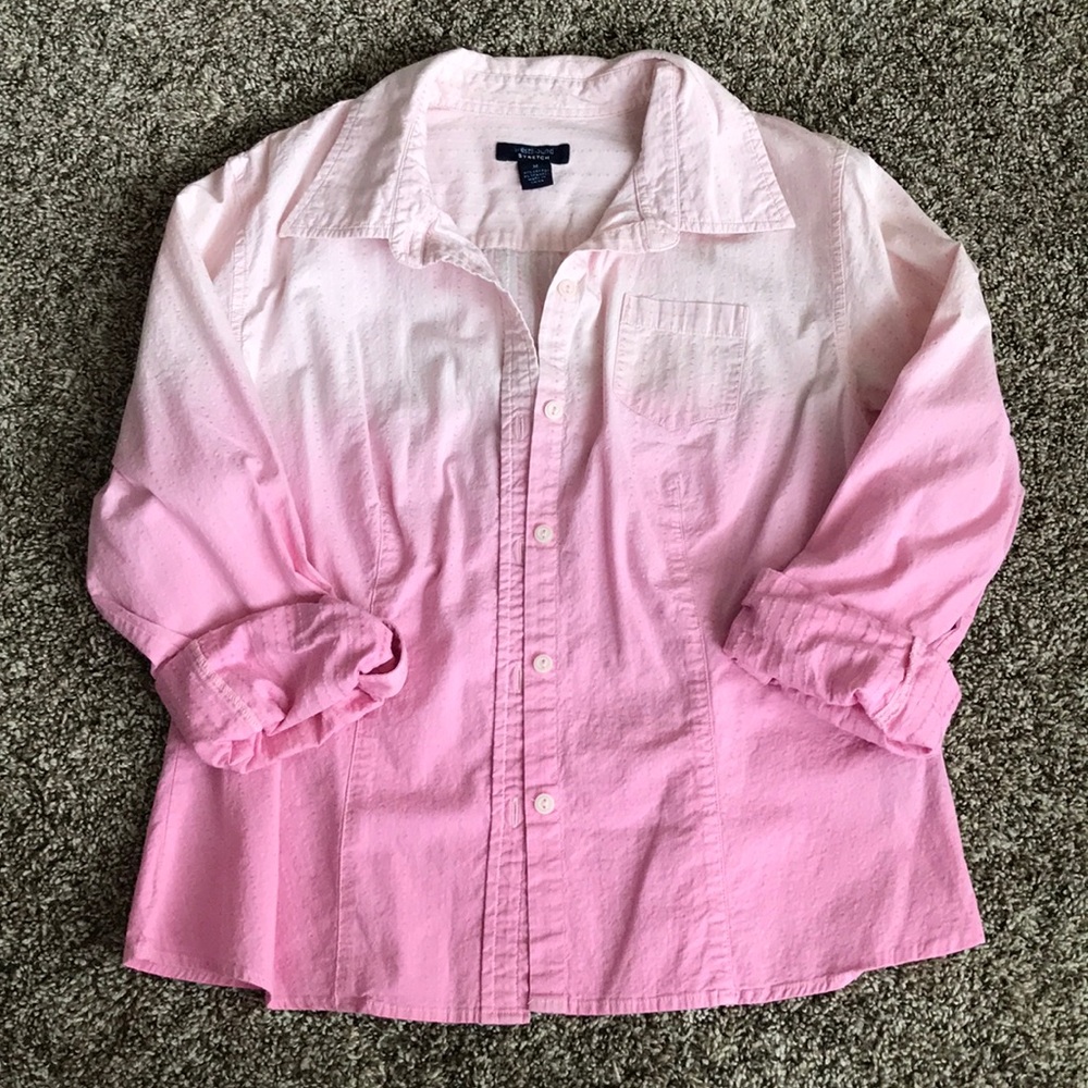 Ombré button 3/4 sleeve shirt